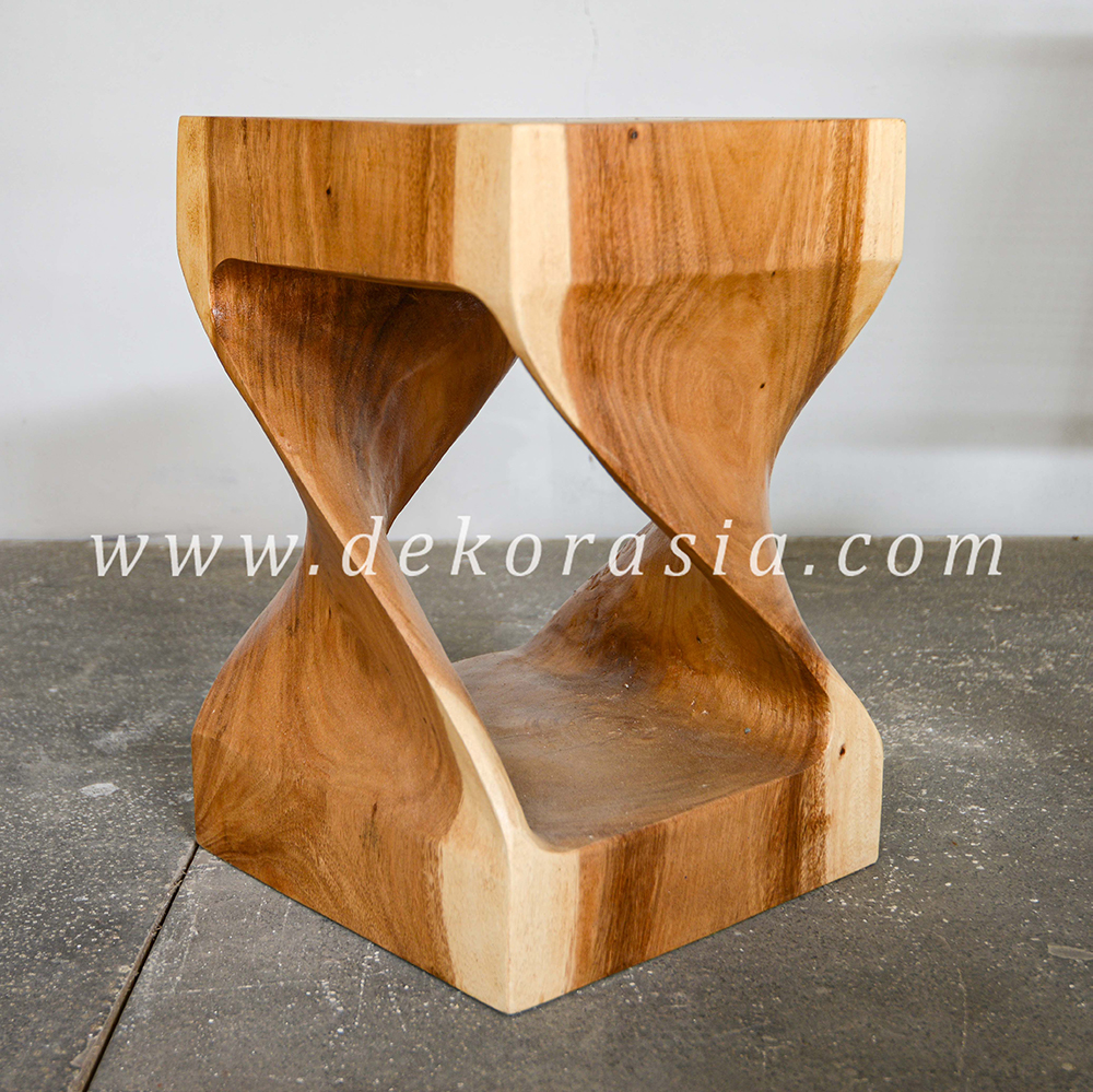 Squared Twist Stool - 1 Twist Wooden Stool