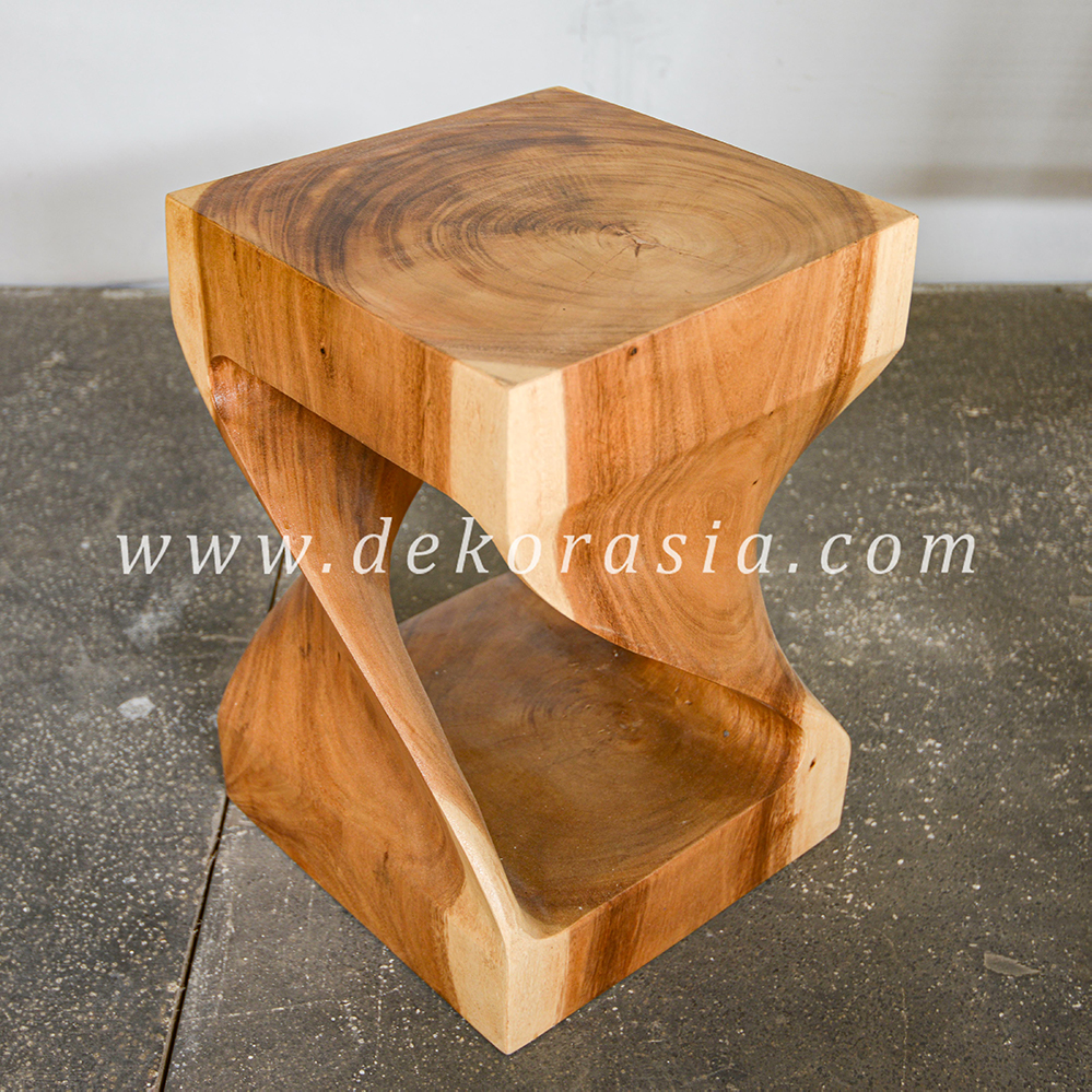 Squared Twist Stool - 2 Twist Wooden Stool