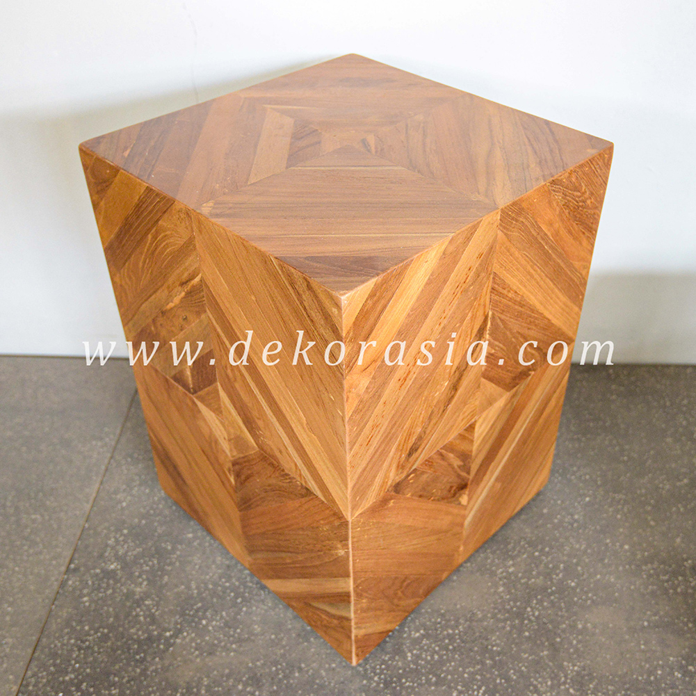 Teak Barn Stool with rubber feet C - 2 Wooden Stools