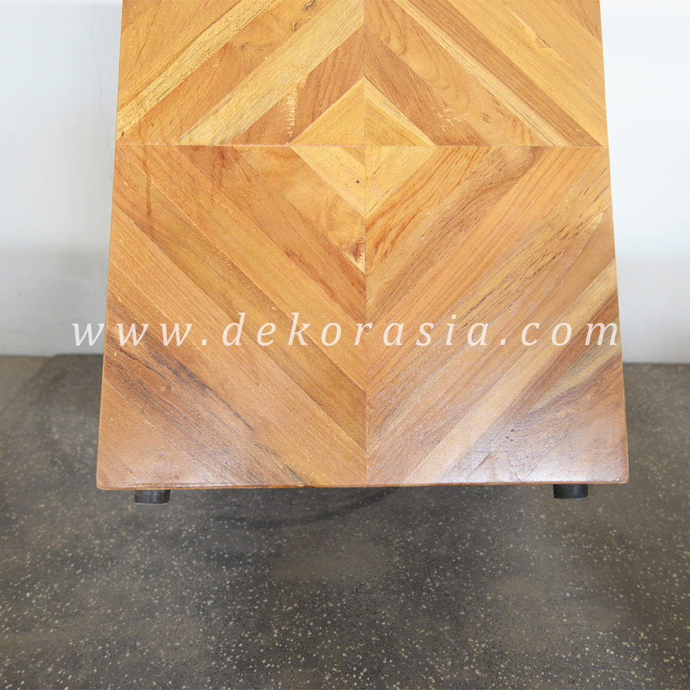Teak Barn Stool with rubber feet C - 3 Wooden Stools