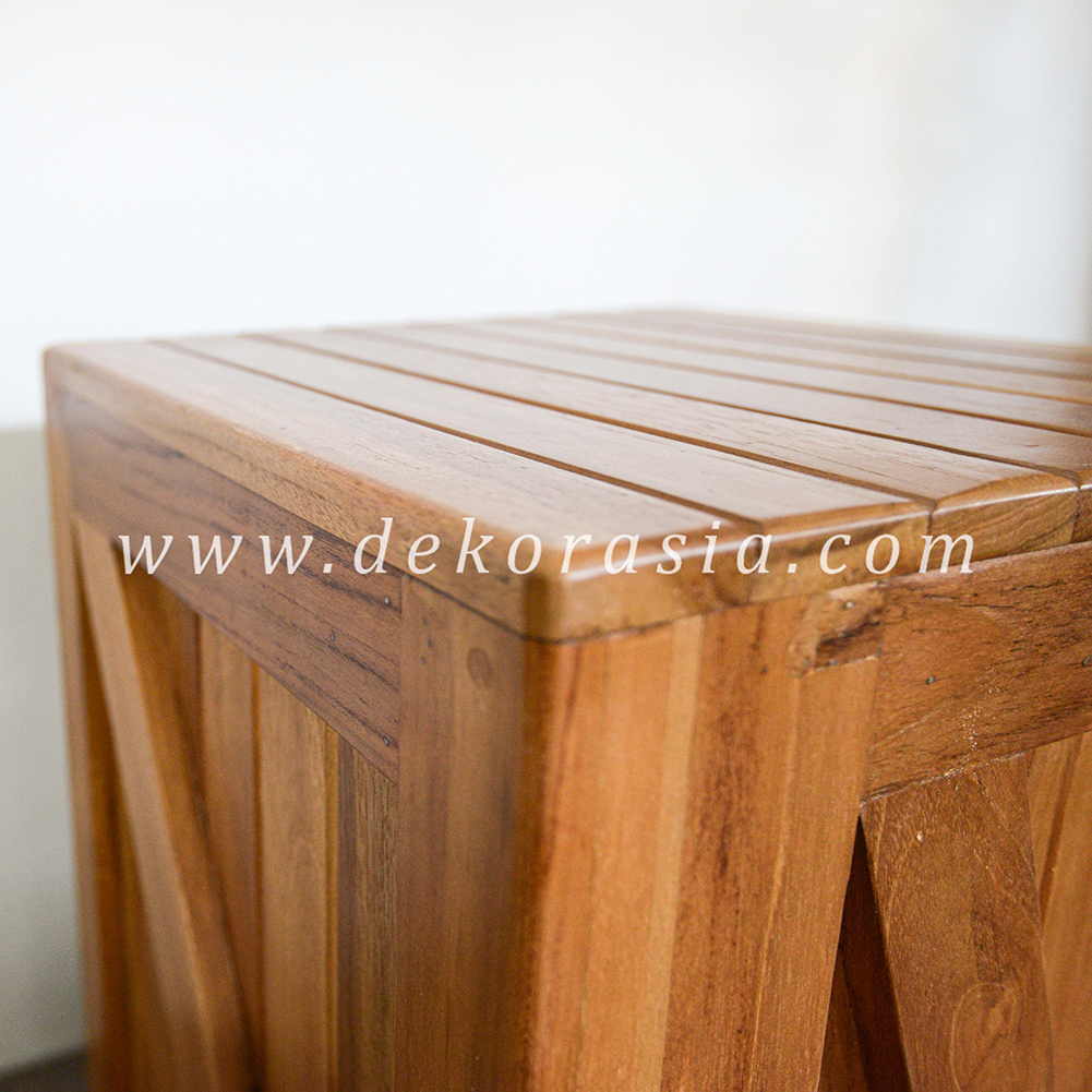 Teak Barn Stool with rubber feet D - 3 Wooden Stools Decoration