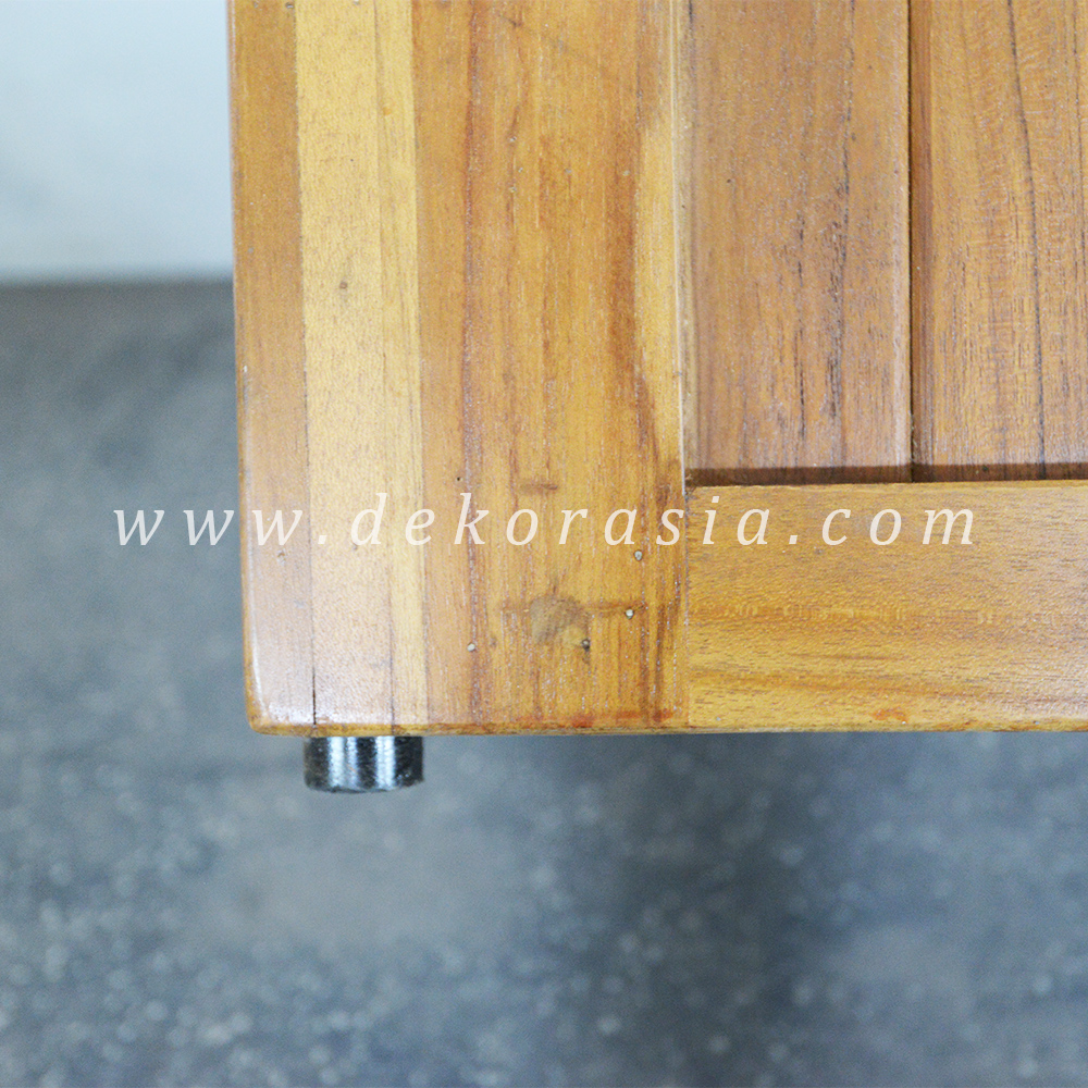 Teak Barn Stool with rubber feet D - 4 Wooden Stools Decoration