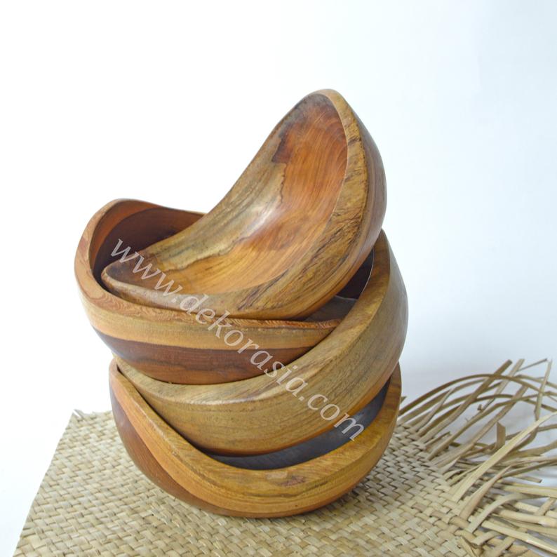 Antique Shape Teak Bowl Diameter 5.7 inches 2 Antique Shape Teak Bowl