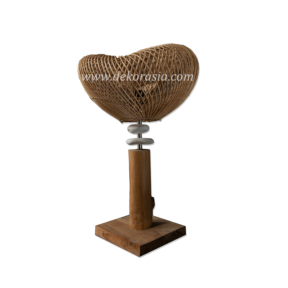 Desk wooden lamp with webbing cap Wooden Lamp