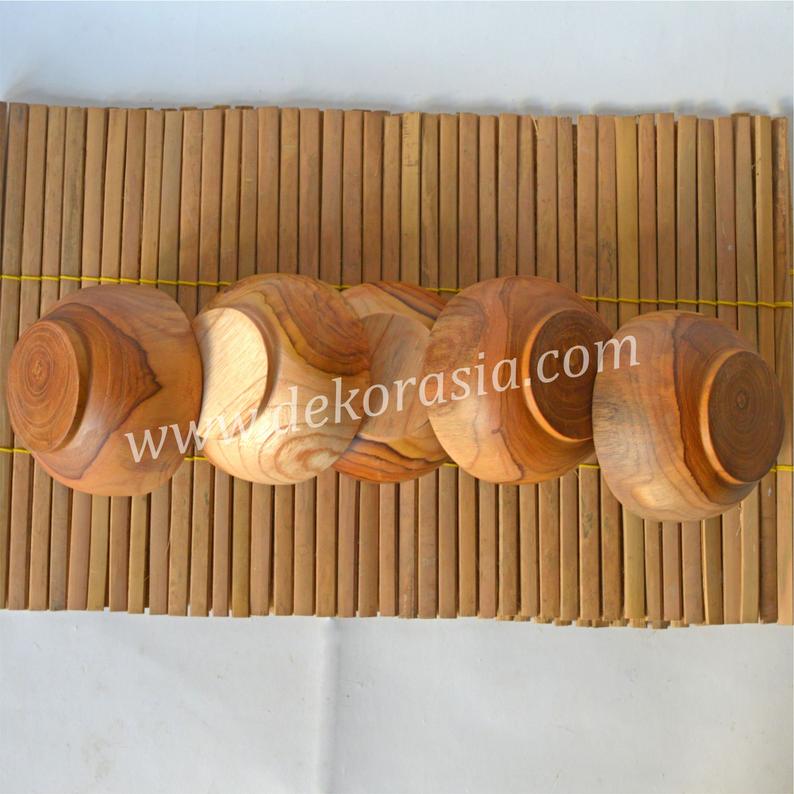 Teak Round Wood Bowl Size Dia 6.8 inches 5 Wood Bowl