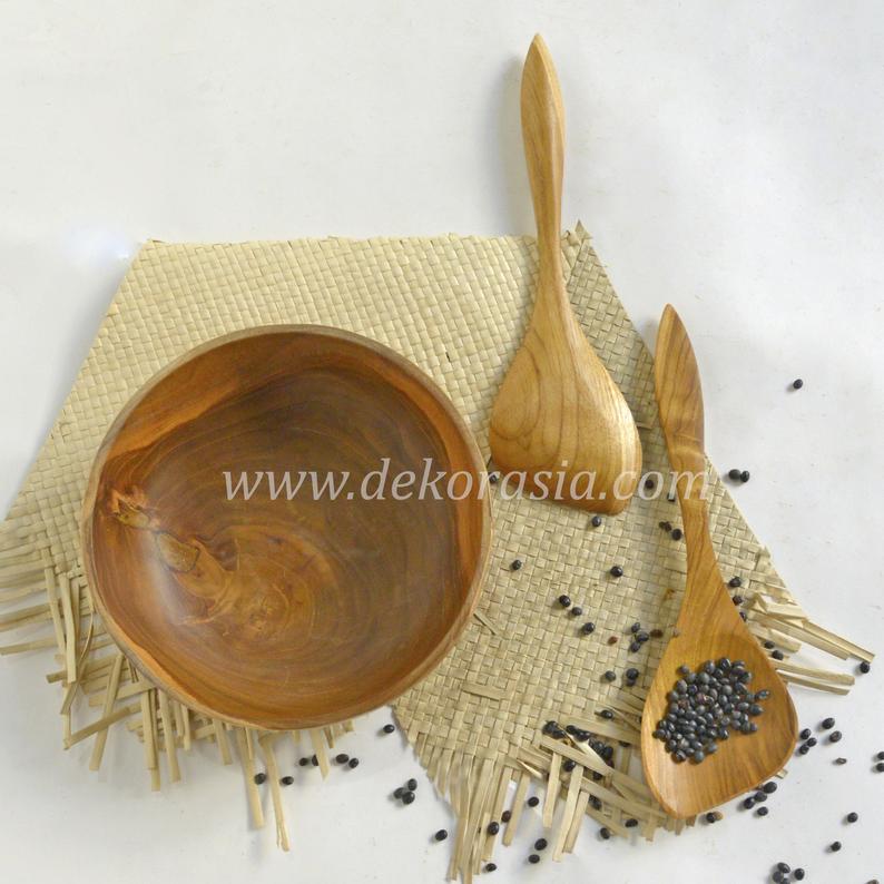 Teak Wood Unique Style Wooden Rice Ladle Spoon - 10.7 inches length 5 Wood Rice Ladle